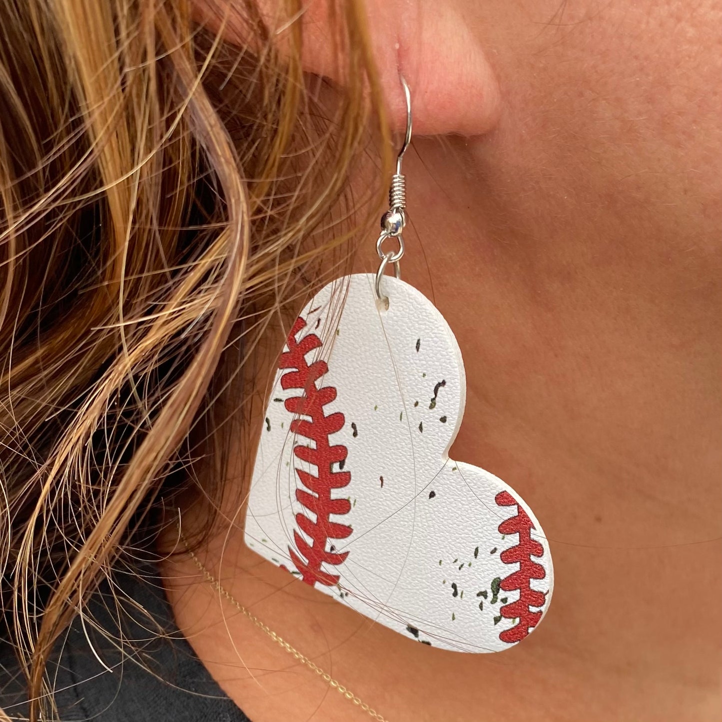 Baseball Heart Dangle Earrings