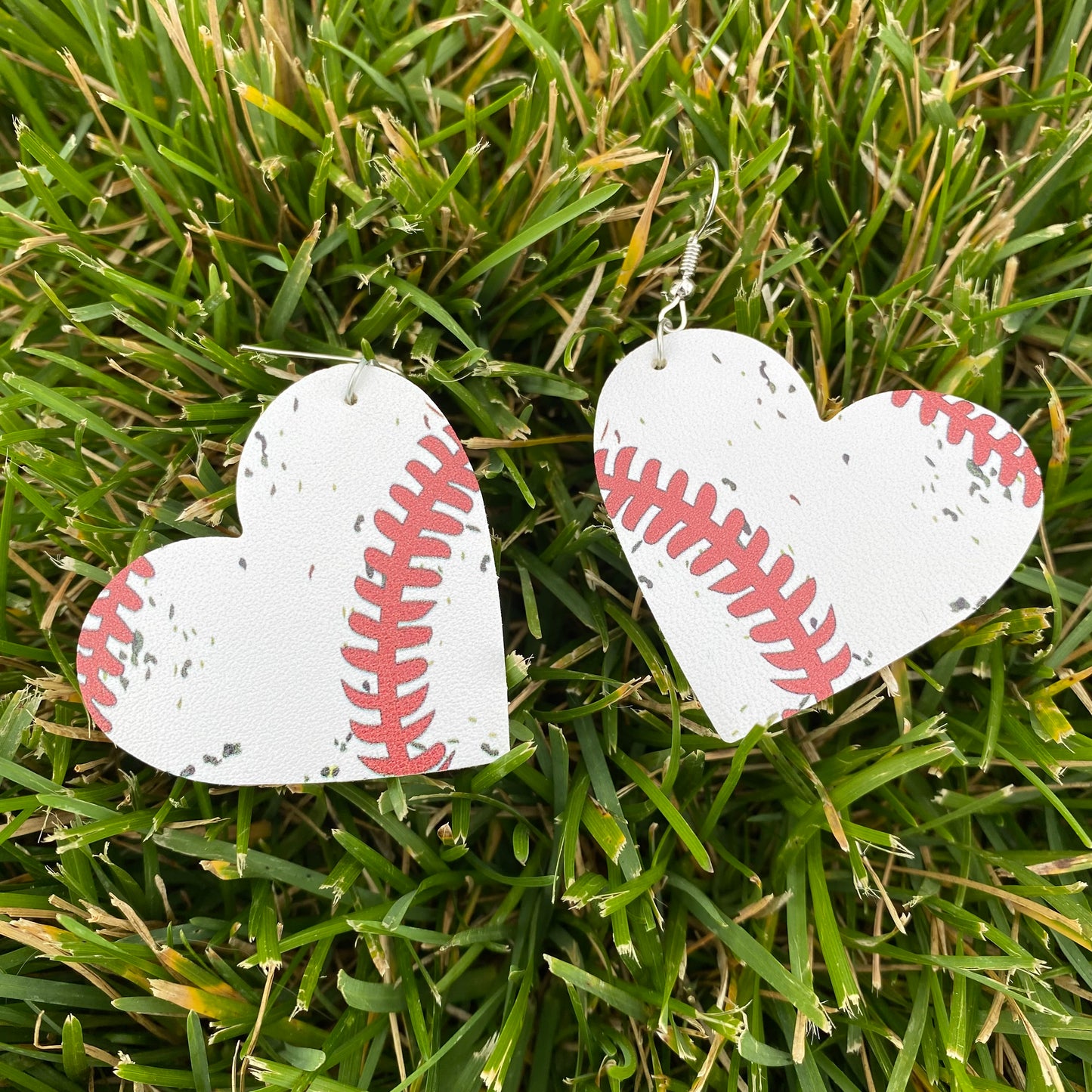 Baseball Heart Dangle Earrings