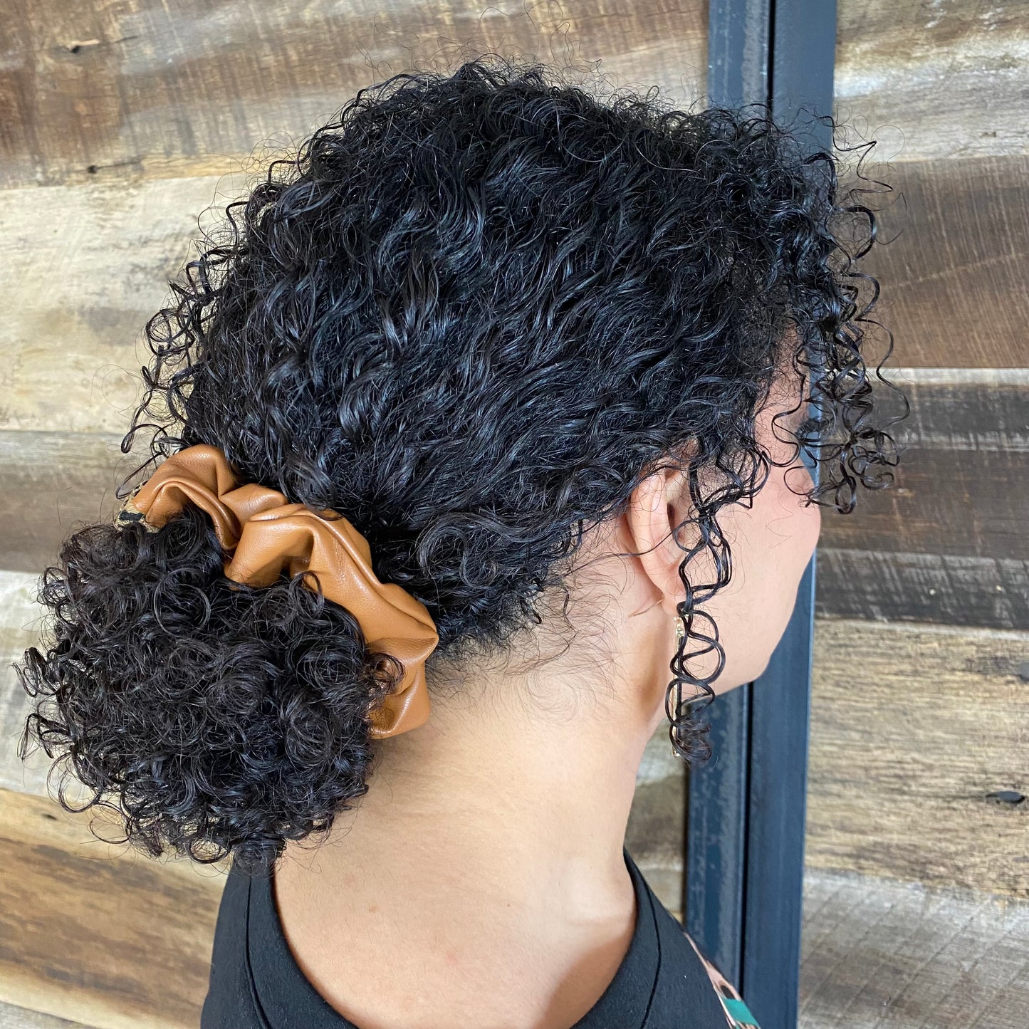 Brown Vegan Leather Leopard Scrunchie